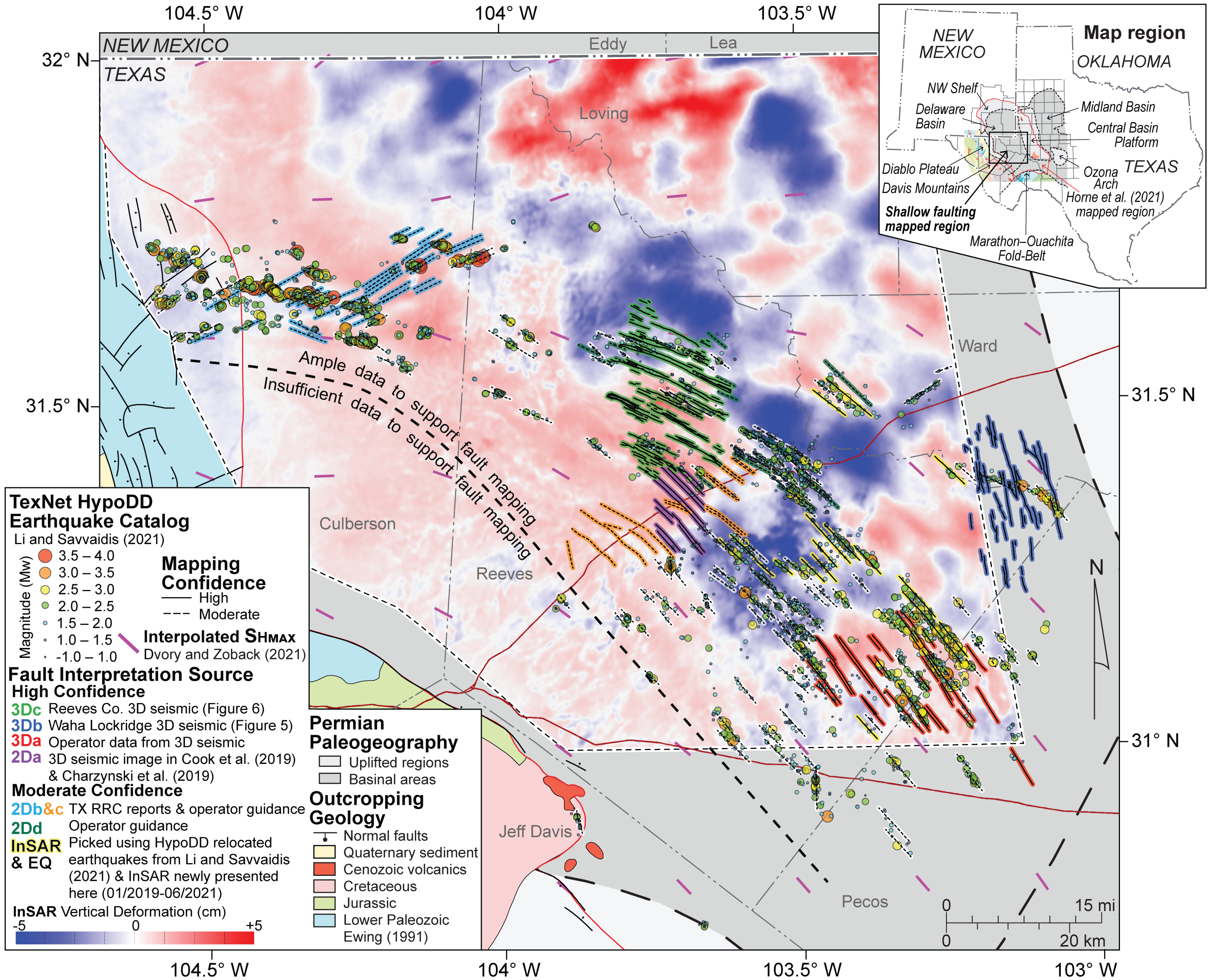 map of Delaware basin fault interpretation